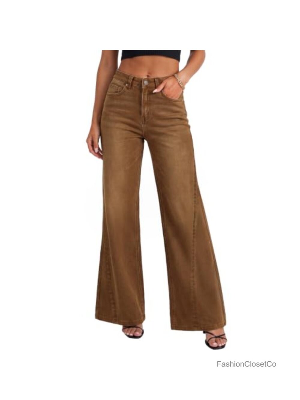 Wide Leg High Waisted Baggy Stretch Denim Jeans